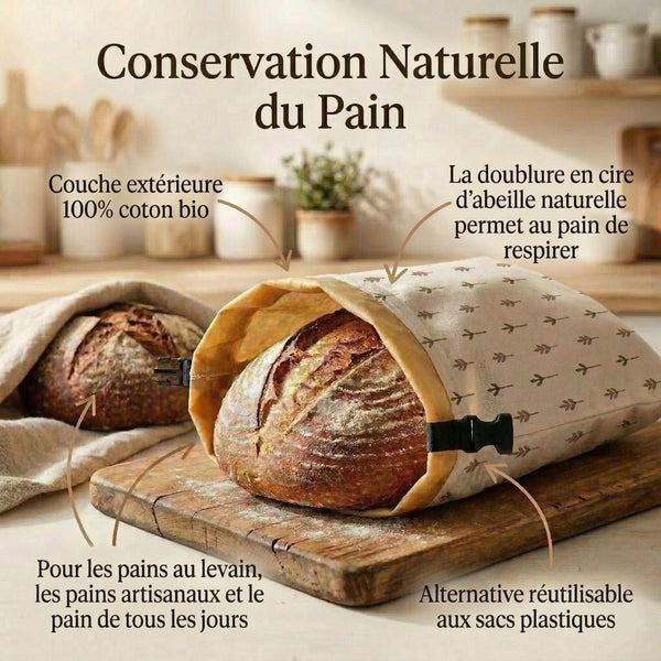 Sacs à pain premium 100 % coton et cire d’abeille